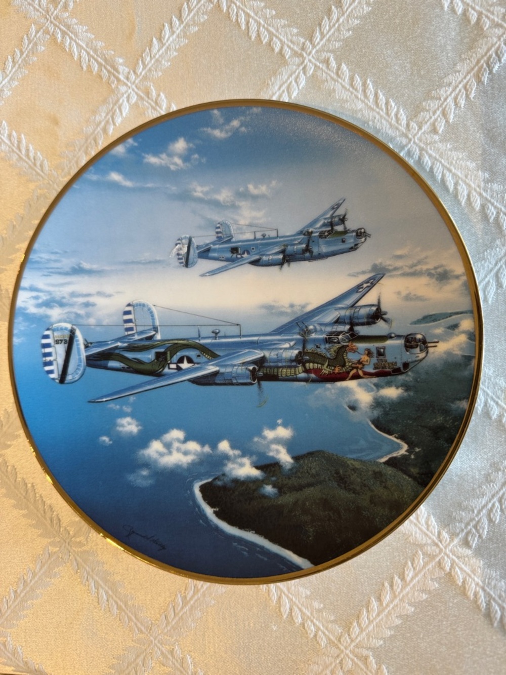 Blue Bomber Aircraft Decorative Plate - Home Art Drawing & Illustrations